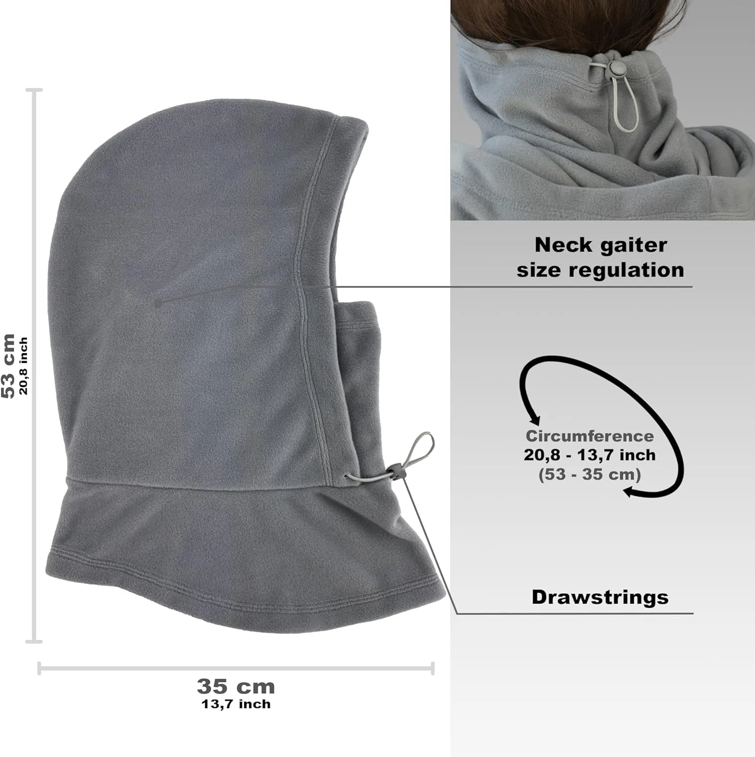 Fleece Balaclava Over Helmet - Warm Helmet Ninja Hood - Snowboard Hooded Hat Neck Gaiter Ski Mask