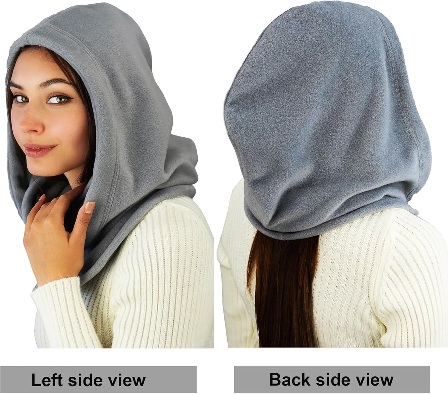 Fleece Balaclava Over Helmet - Warm Helmet Ninja Hood - Snowboard Hooded Hat Neck Gaiter Ski Mask