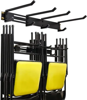 Folding Chair Organizer,Tool Storage Rack, Heavy Duty Steel Garage Wall Mounted Garden Tool Organizer for Ladders, Chairs, Shovels, Broom, Power Tools,Holds up to 300 lbs