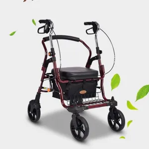 Folding Rollator Rollator Walker Lightweight Walking Frame Aid Mobility Foldable with Seat and Bag 4 Wheels for Elderly
