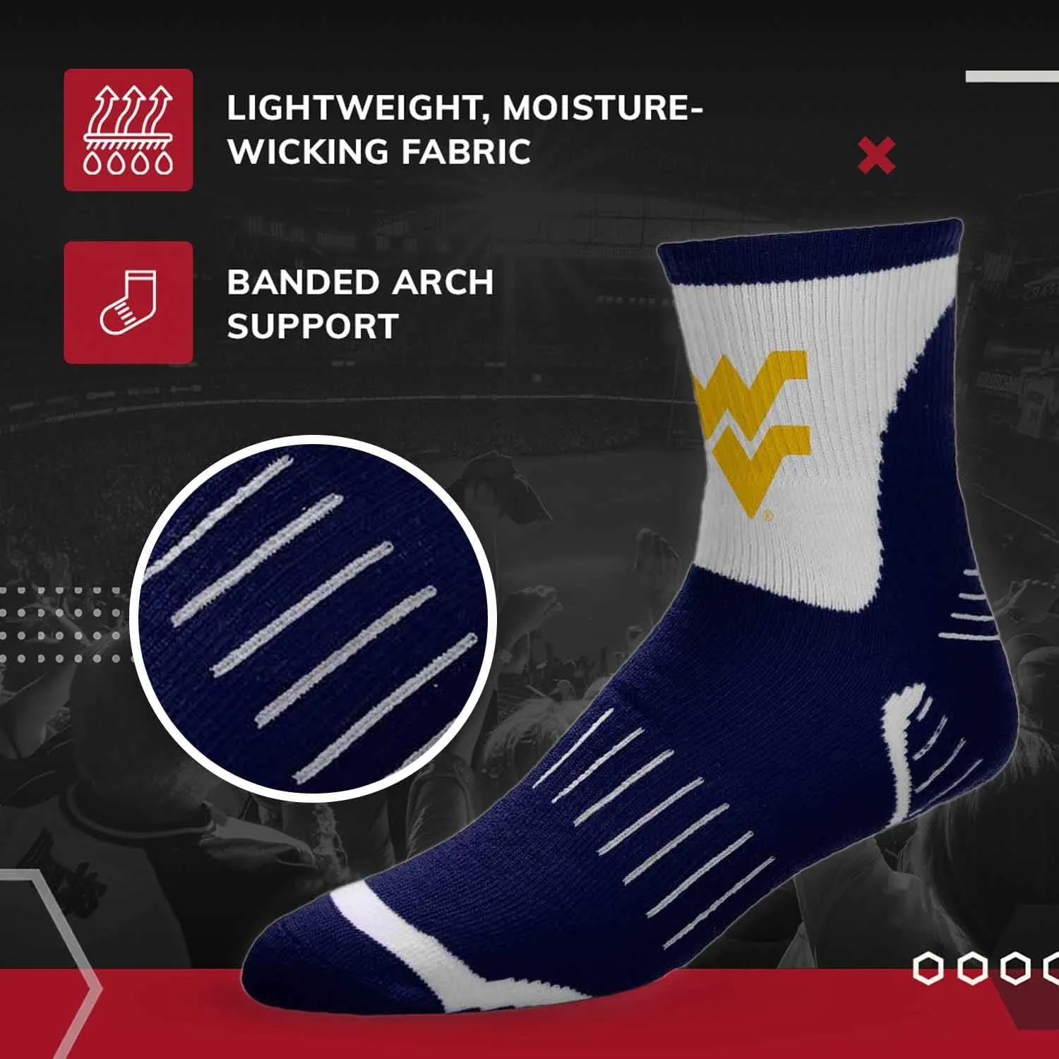 For Bare Feet NCAA Youth Surge Team Mascot Quarter Socks - All Weather Performance - Girls & Boys - Enhance your Footwear
