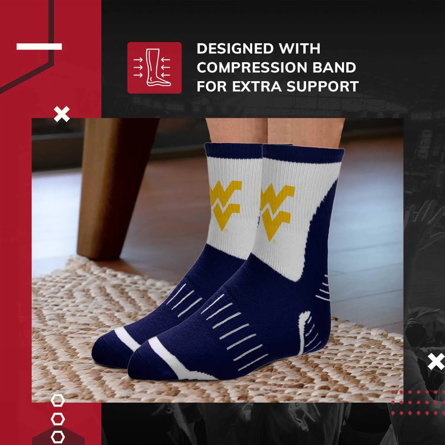 For Bare Feet NCAA Youth Surge Team Mascot Quarter Socks - All Weather Performance - Girls & Boys - Enhance your Footwear