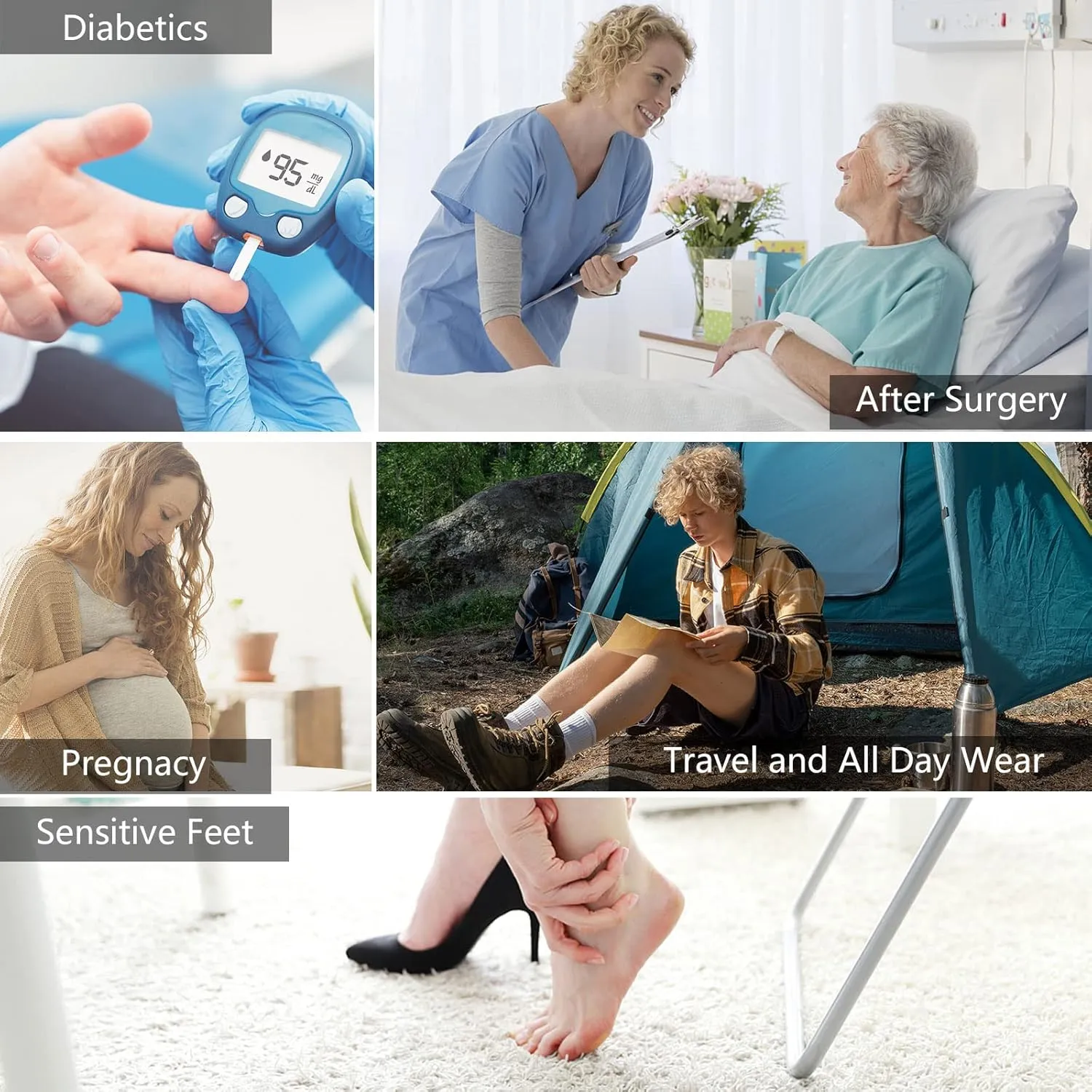 Forcool Non-Binding Cushion Crew Cotton Diabetic Socks for Men and Women, M/L/XL, 3/6 Pairs