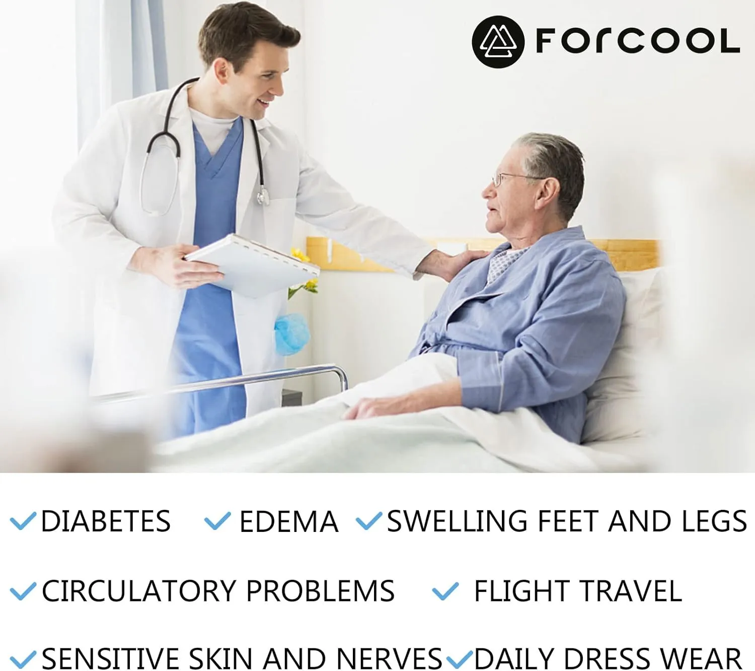 Forcool Non-Binding Cushion Crew Cotton Diabetic Socks for Men and Women, M/L/XL, 3/6 Pairs