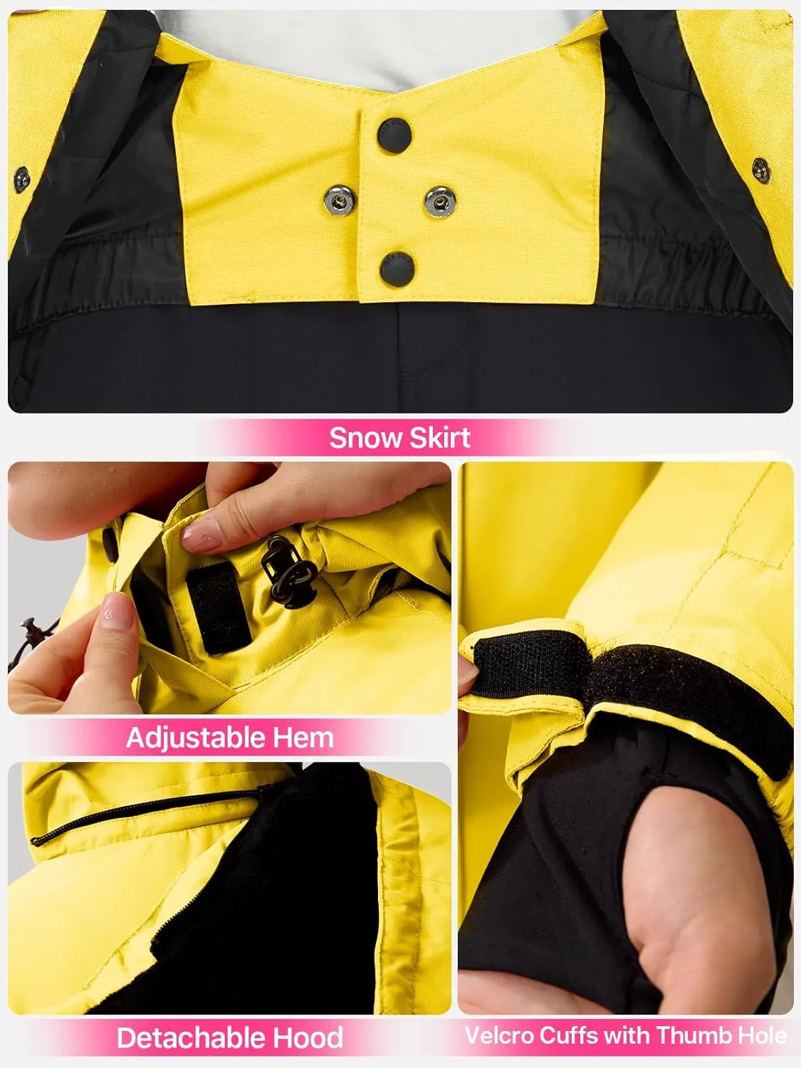 FREE SOLDIER Women's Waterproof Ski Snow Jacket Fleece Lined Warm Winter Rain Jacket with Hood Fully Taped Seams