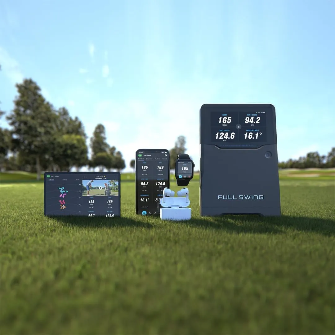 Full Swing KIT Golf Launch Monitor and Simulator | 16 Data Points Powered by 5D Ai Machine Learning Radar with Course GPS Overview for Real Time Ball Flight and Signature Series Gift Package