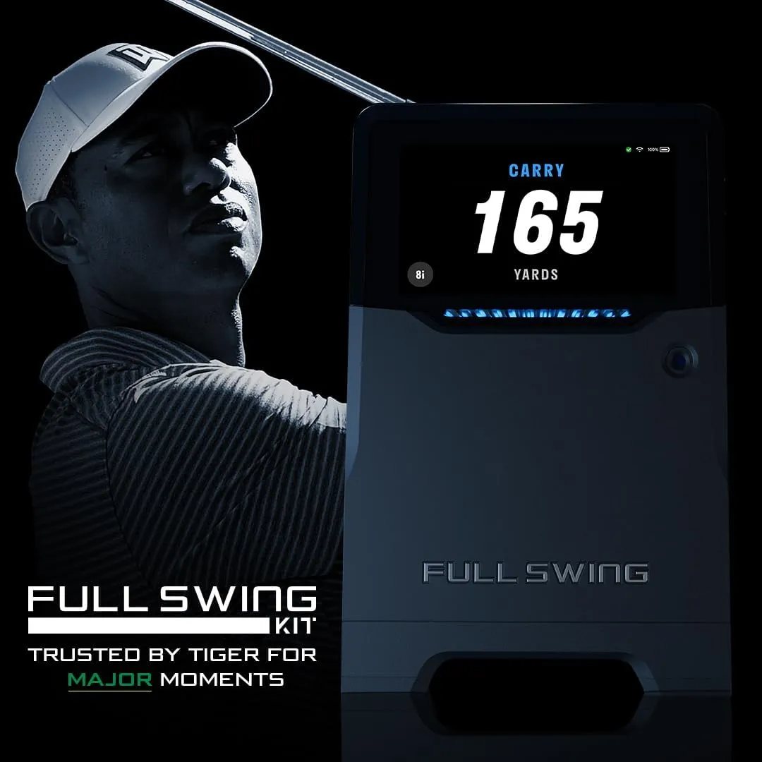 Full Swing KIT Golf Launch Monitor and Simulator | 16 Data Points Powered by 5D Ai Machine Learning Radar with Course GPS Overview for Real Time Ball Flight and Signature Series Gift Package
