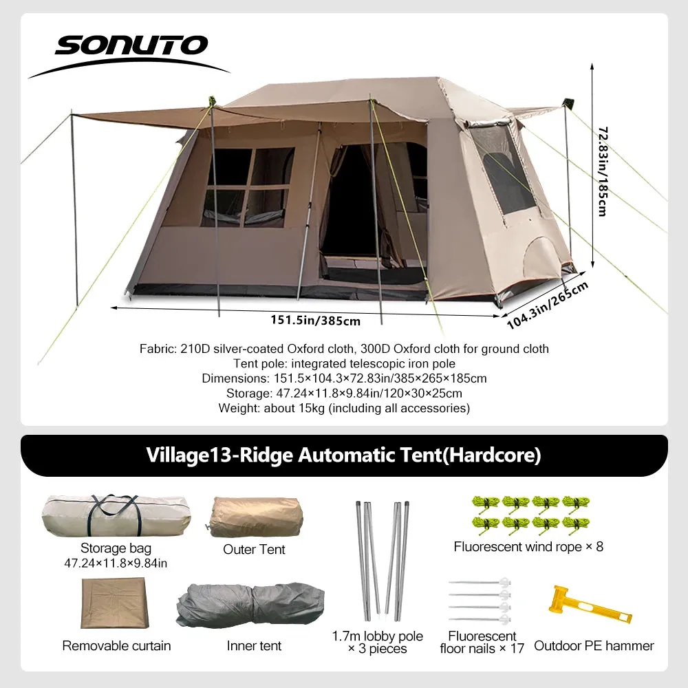 Fully Automatic Quick Open Two-Room Camping Tent – Waterproof 4-8 Person Cabin Tent for Outdoor Overnight Stays