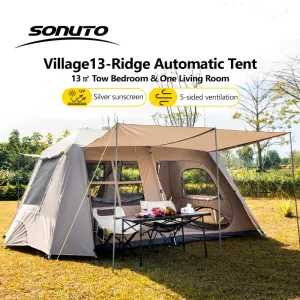 Fully Automatic Quick Open Two-Room Camping Tent – Waterproof 4-8 Person Cabin Tent for Outdoor Overnight Stays