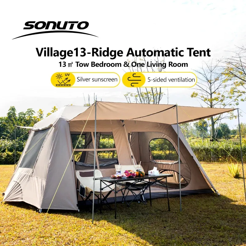 Fully Automatic Quick Open Two-Room Camping Tent – Waterproof 4-8 Person Cabin Tent for Outdoor Overnight Stays