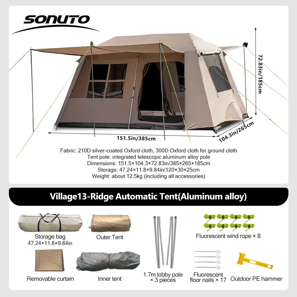 Fully Automatic Quick Open Two-Room Camping Tent – Waterproof 4-8 Person Cabin Tent for Outdoor Overnight Stays