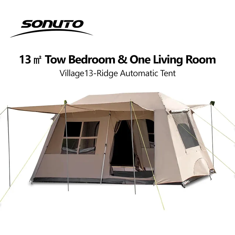 Fully Automatic Quick Open Two-Room Camping Tent – Waterproof 4-8 Person Cabin Tent for Outdoor Overnight Stays