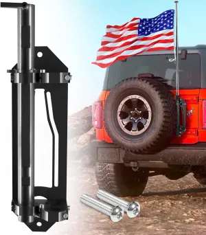 G Tailgate Hinge Flag Mount Bracket,Antenna Mount Flagpole Holder,3 in 1 Aluminum Flagpole Bracket Mounting Accessories,Multi-Function Shovel Holder Compatible with Ford Bronco Accessories 2021-2024
