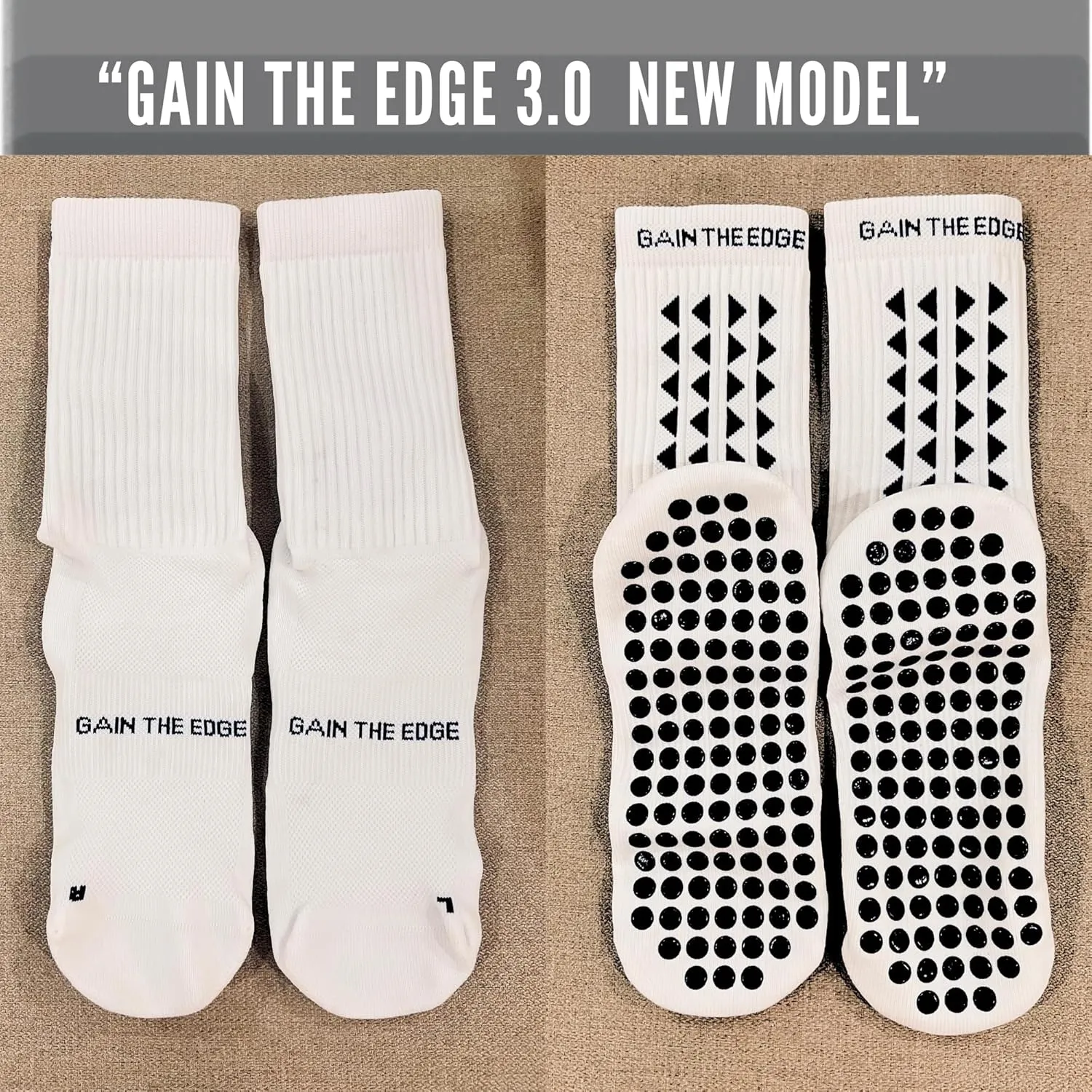 Gain The Edge Soccer Grip Socks - Set - White
