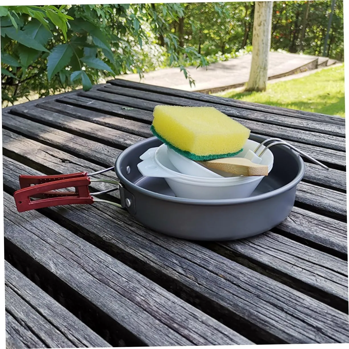 GALPADA Outdoor Tableware Accessories Picnic Camp Silverware Enamel Aluminum Bowls Dish Camper Kits Mess Camping
