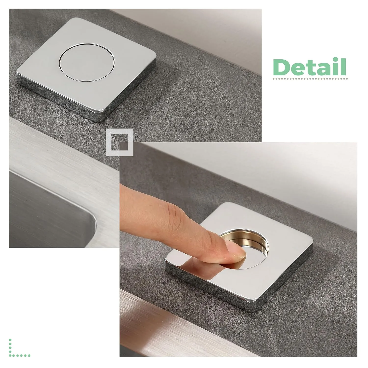 Garbage Disposal Switch, Cordless Air Switch Kit for Food Waste Disposer, Brass Material with Polished Chrome Finish, Long Sink Top Push Button