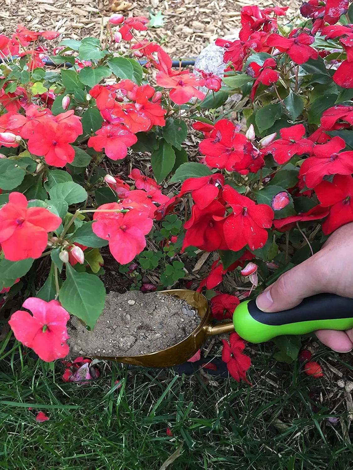 Garden Guru Super Strong Titanium Garden Scoop Trowel Shovel Transplanter - Rust Resistant - Ergonomic Handle - Perfect Hand Shovel for Gardening Transplanting and Digging