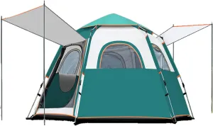Generic Waterproof Instant Camping Tent, 6-8 Person Easy Quick Setup Dome Family Tents for Camping,2 Doors and 4 Windows with Mesh,for Outdoor,Picnic,Family,Friends Gathering