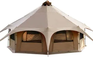 GeRRiT Teepee Camping Tent Cotton Tent Pyramid Yurt Tent Multi-Person Family Glamping Tent Double Layer Large Waterproof Tipi Tents for 8-10 Person