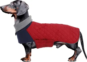 Geyecete Dachshund Coat,Dachshund Winter Coat,Warm Waterproof Windproof, High Neckine String Holes Miniature Dachshund Jacket for Small Dog-Red-S