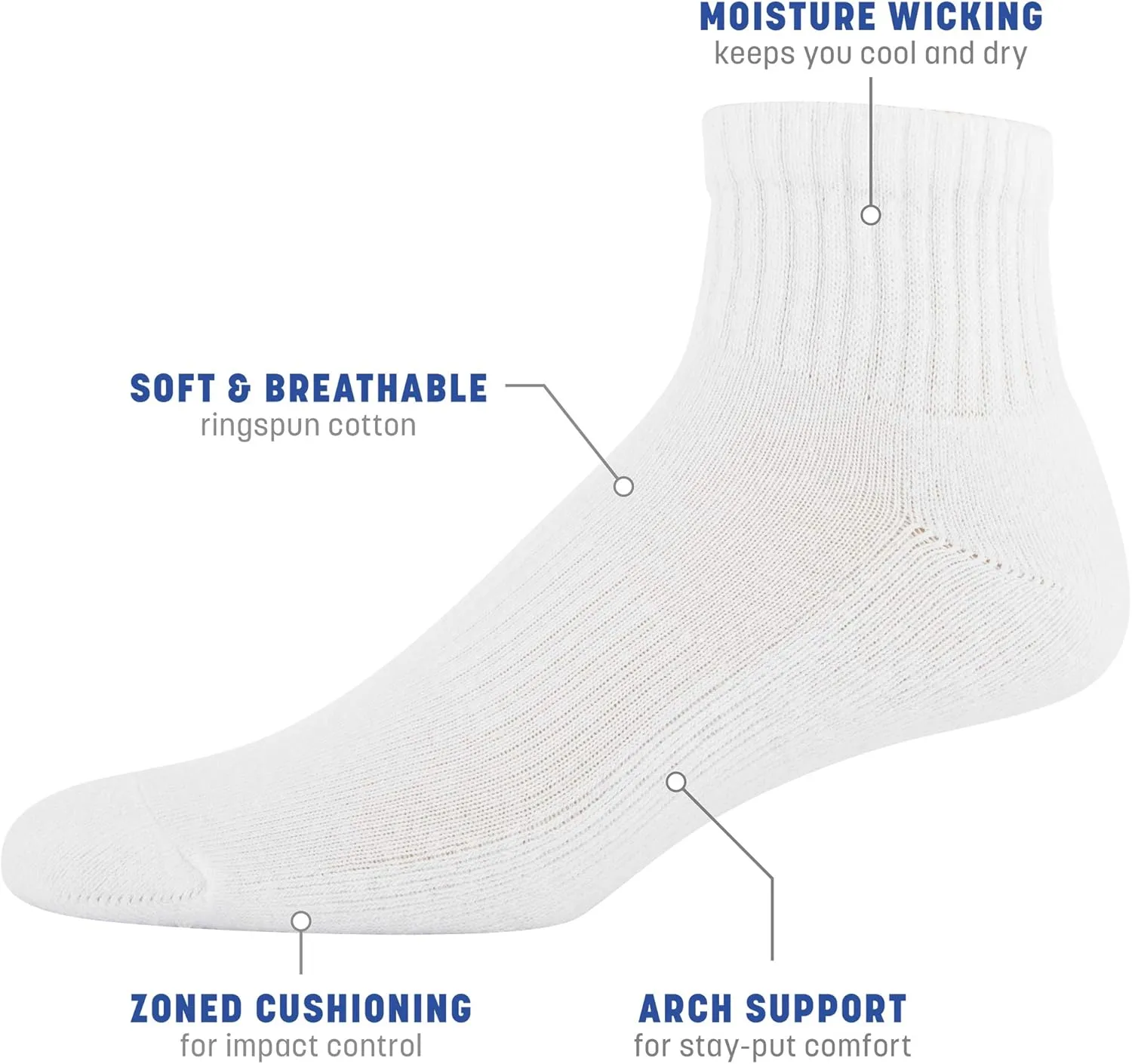 Gildan Men's Active Cotton Ankle Socks, 10-Pairs