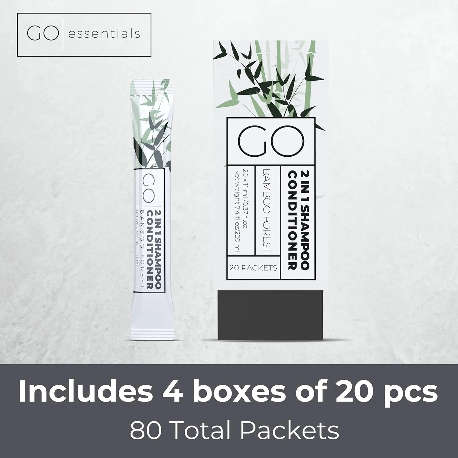GO Essentials Travel Size Shampoo and Conditioner Set of 80 – 2 in 1 Single Use Travel Shampoo and Conditioner (Sulfate Free) - Hotel Amenities, Homeless Care Kit, Camping.