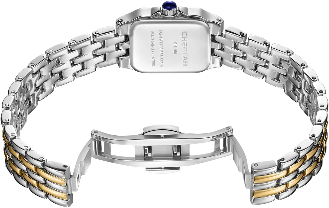 Gold Watches for Women with Small Vintage Bracelet, Rectangular Case Roman Dial