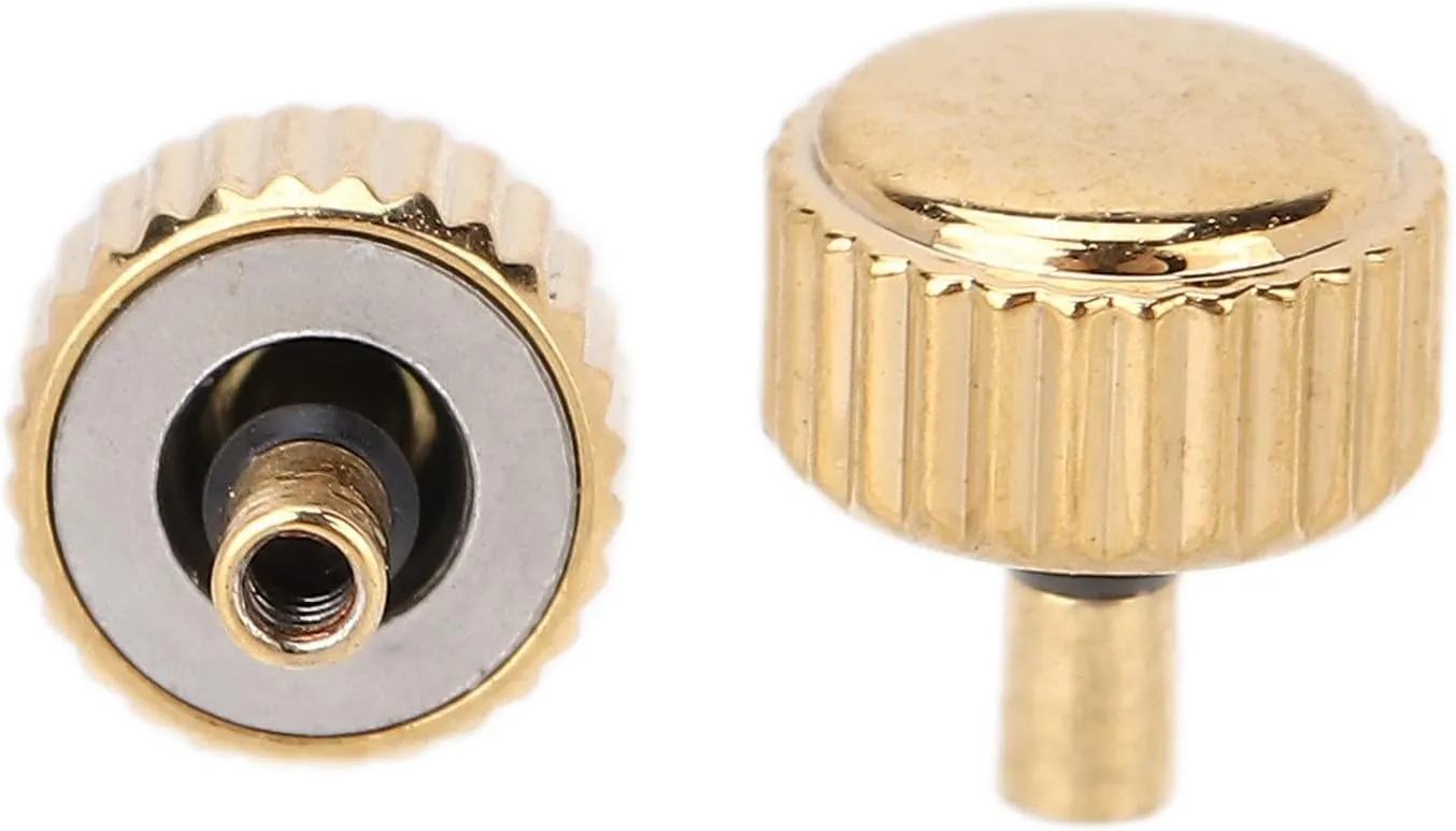 Golden Steel Watch Crown Spare Parts, 5pcs Replacement Watch Heads for Quartz Mechanical Watches, Sturdy and Practical Accessories for Watch Repair