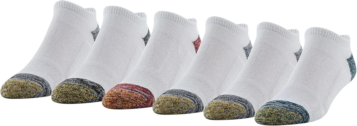 GOLDTOE Men's FIT TEC Cushion No Show Socks, 6-Pairs