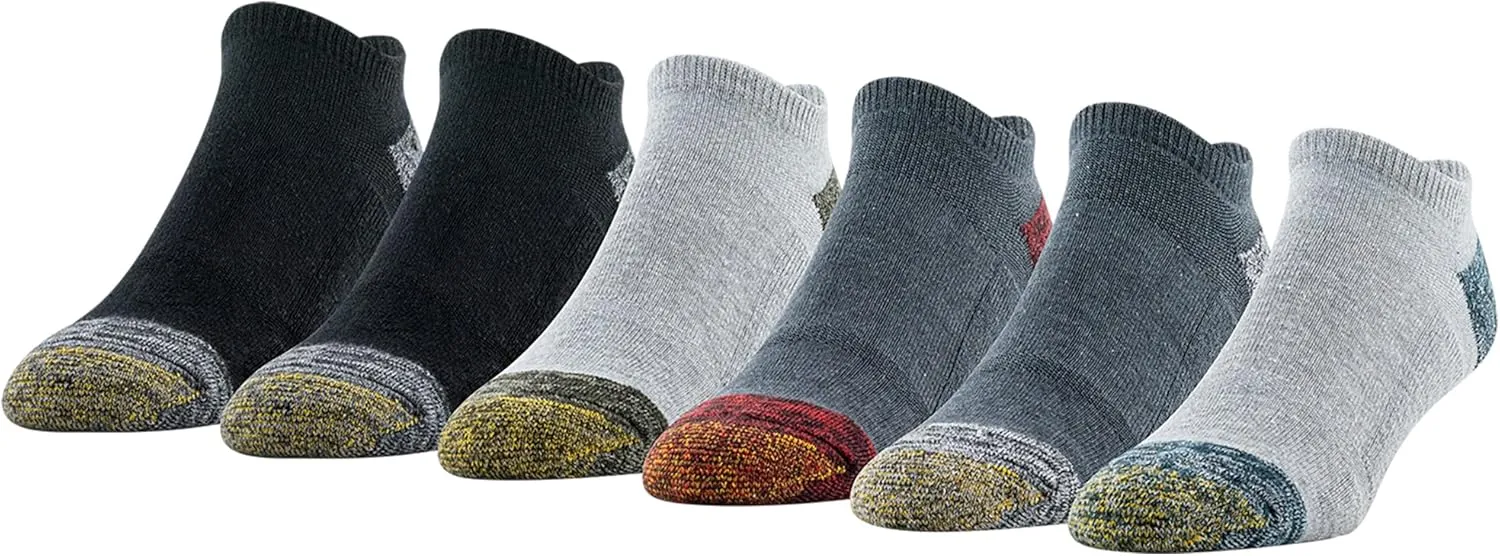 GOLDTOE Men's FIT TEC Cushion No Show Socks, 6-Pairs