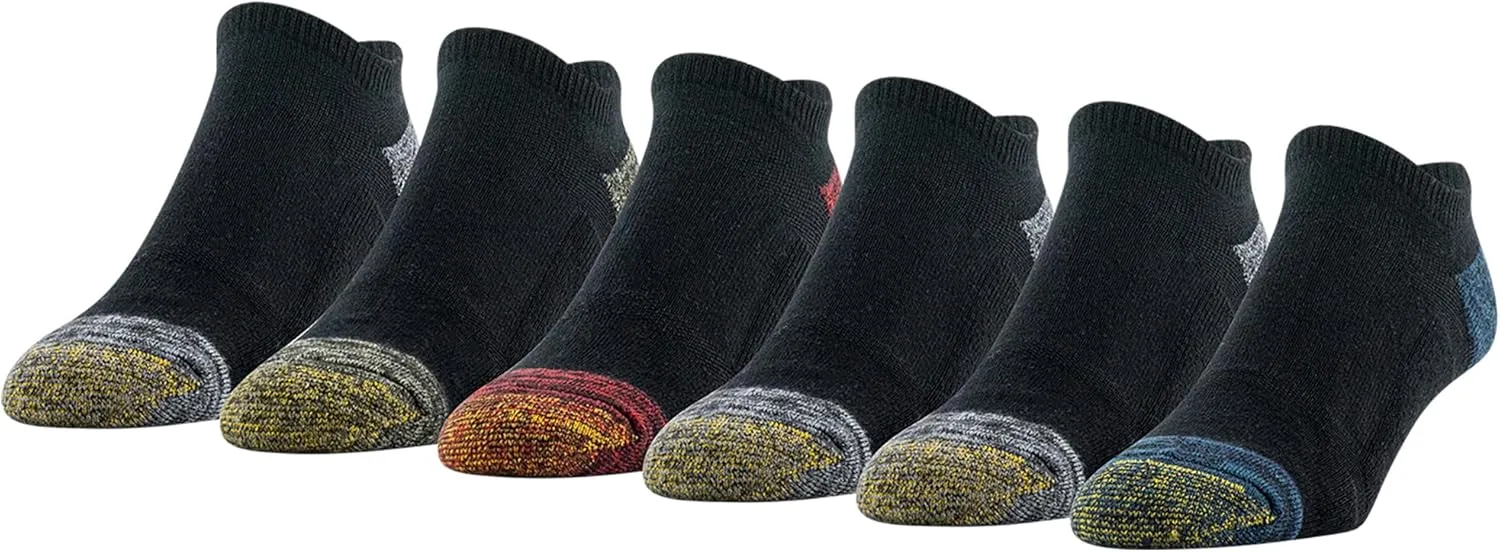 GOLDTOE Men's FIT TEC Cushion No Show Socks, 6-Pairs
