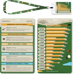 Golf Club Range Chart & Golfing Rules Reference Guide | Club Yardage Distance Finder | Ideal Golf Bag Accessory & Golf Practice | Training Aids | Made in USA | Pocket Sized 3.54 in x 5.12 in