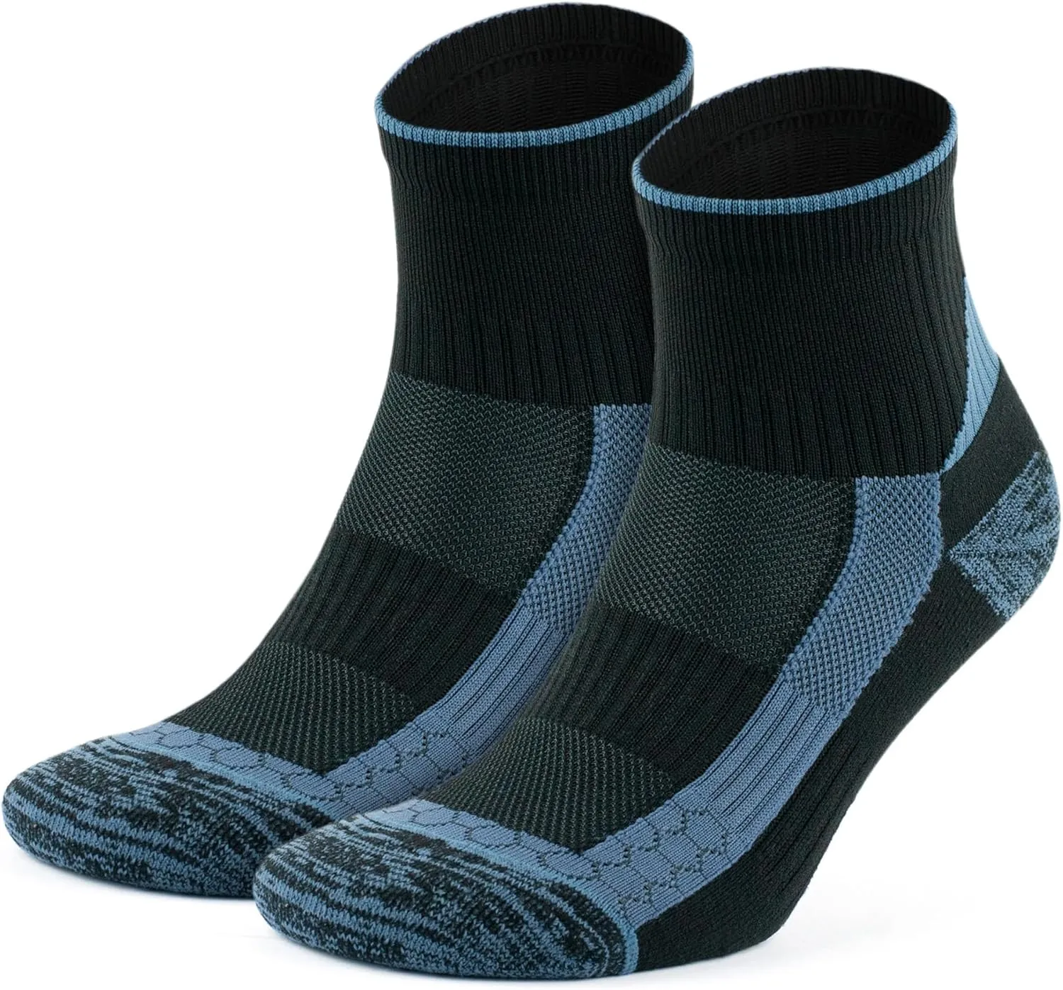 GoWith 2 Pairs Unisex Athletic Fit Running Socks, Anti-Blister Cushioned Performance Socks, Seamless Padded Workout Socks