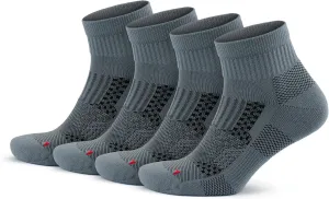 GoWith 4 Pairs Unisex Running Socks, Anti-Blister Cushioned Athletic Performance Padded Seamless Ankle Socks, Gray, X-Small, Model: 3594