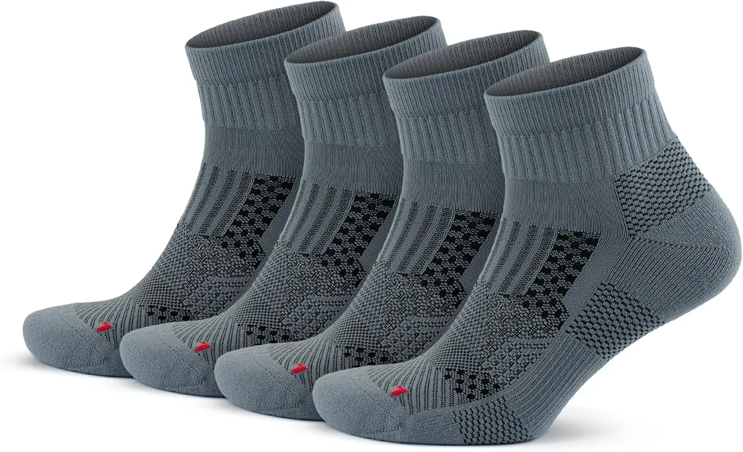 GoWith 4 Pairs Unisex Running Socks, Anti-Blister Cushioned Athletic Performance Padded Seamless Ankle Socks, Gray, X-Small, Model: 3594