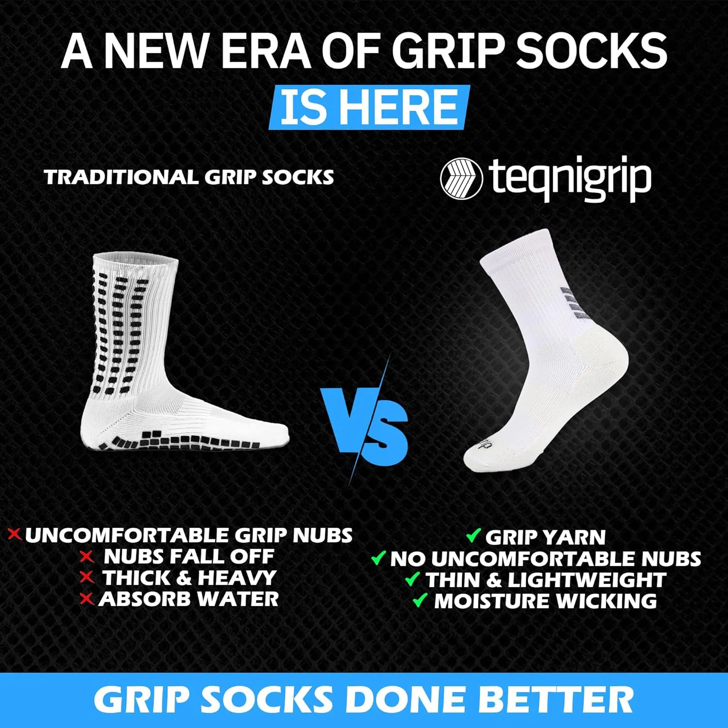 Grip Socks for Soccer for Men & Women - Non Slip Soccer Grip Socks - Athletic Football Sock with Advanced Grips