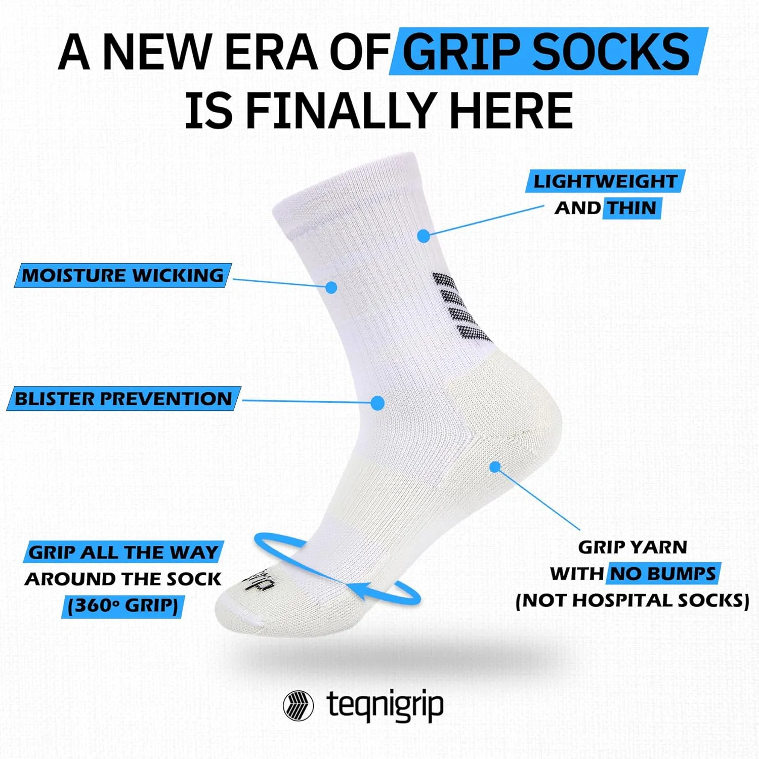 Grip Socks for Soccer for Men & Women - Non Slip Soccer Grip Socks - Athletic Football Sock with Advanced Grips