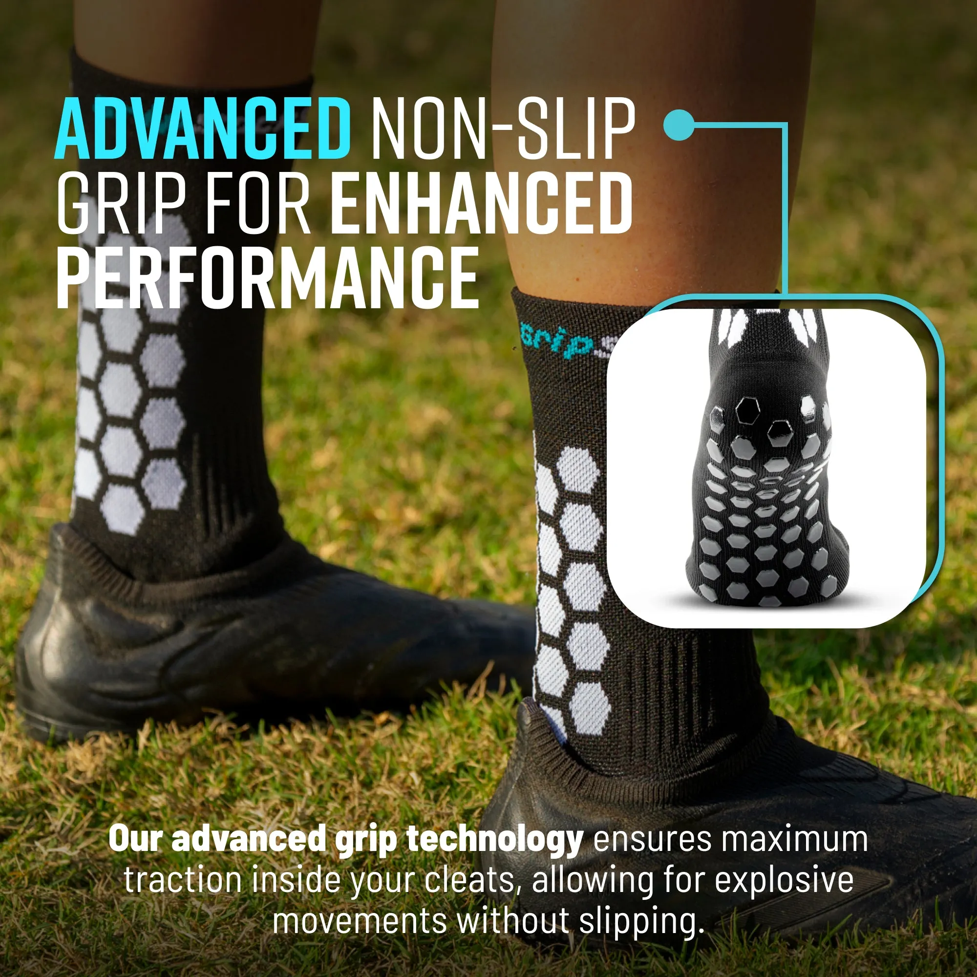 GripSocks for Soccer - Crew Height - Black