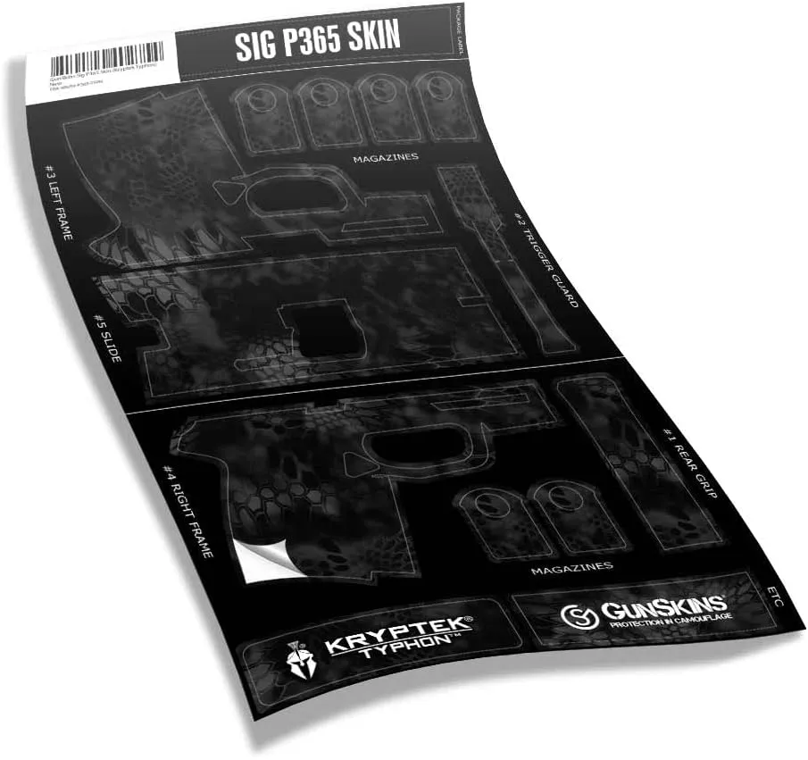 GunSkins Precut Pistol Skin for Sig Sauer P365 - Compatible with Airsoft AEG BB Gun - Vinyl Wrap - Easy to Install - 100% Waterproof - Matte Finish - Made in USA