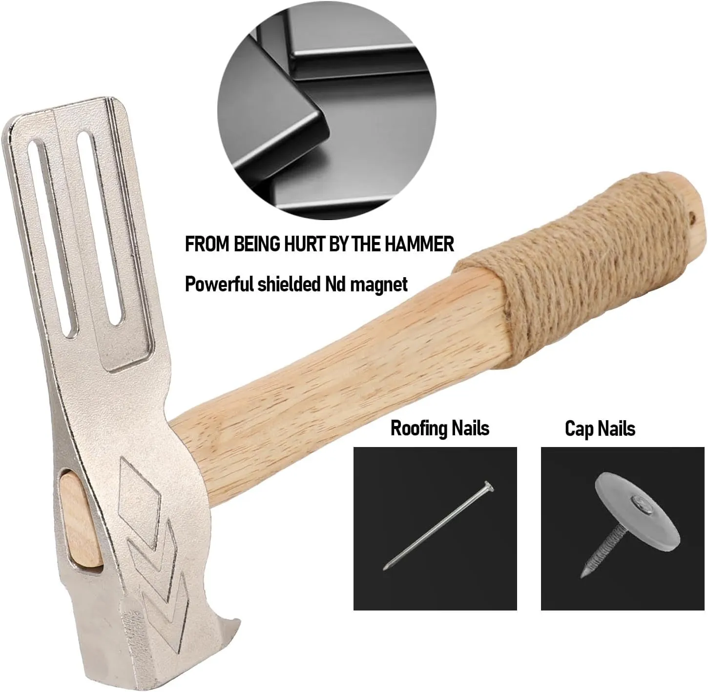 Hacha Para Roofing, Magnetic Roofing Hammer, Multi Functional Anti Slip Handle Roofing Hatchet, Portable Shingler Hammers, for Roof Repair