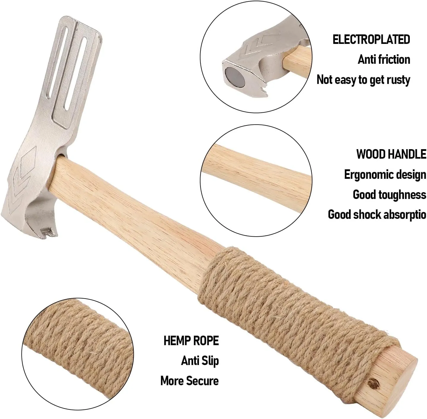 Hacha Para Roofing, Magnetic Roofing Hammer, Multi Functional Anti Slip Handle Roofing Hatchet, Portable Shingler Hammers, for Roof Repair