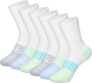 Hanes Cushioned, Absolute Active Crew Socks for Girls, Moisture-Wicking, 6-Pairs