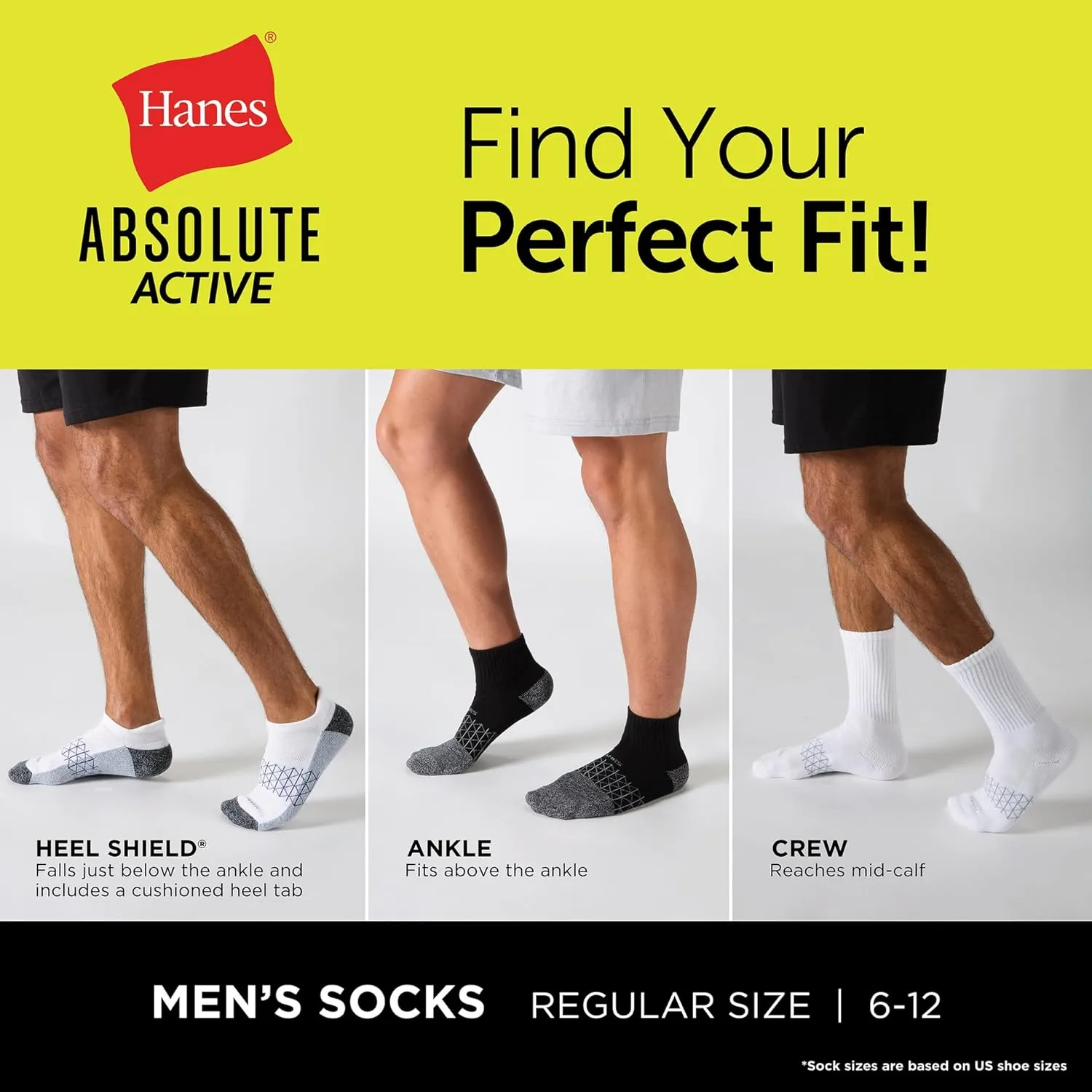 Hanes Men's Absolute Active Cushioned Ankle, Moisture Wicking Socks, Seamless Toe, 4-Pack