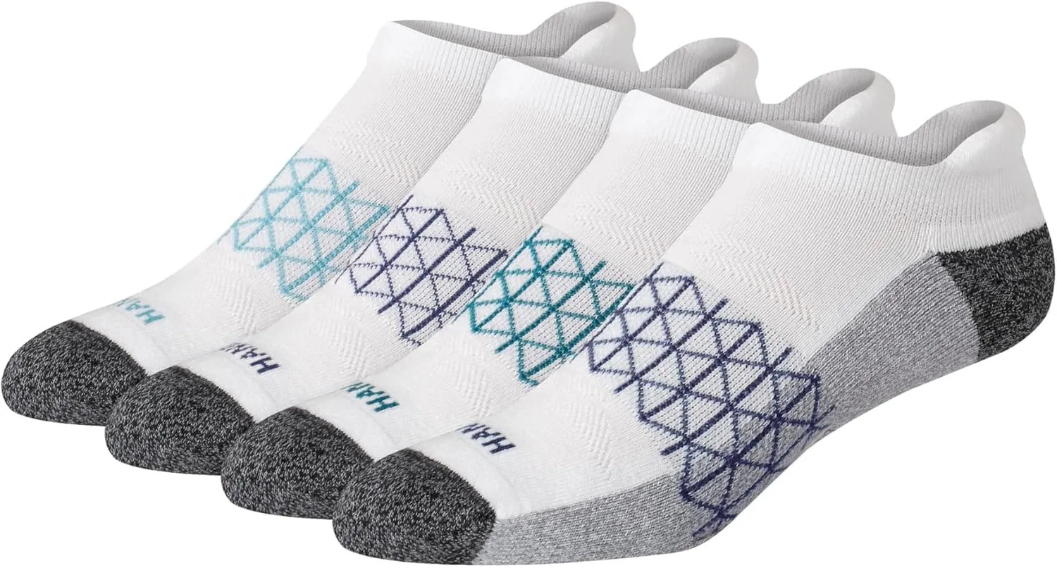 Hanes Men's Absolute Active Cushioned Heel Shield, Moisture Wicking Socks, Seamless Toe, 4-Pack