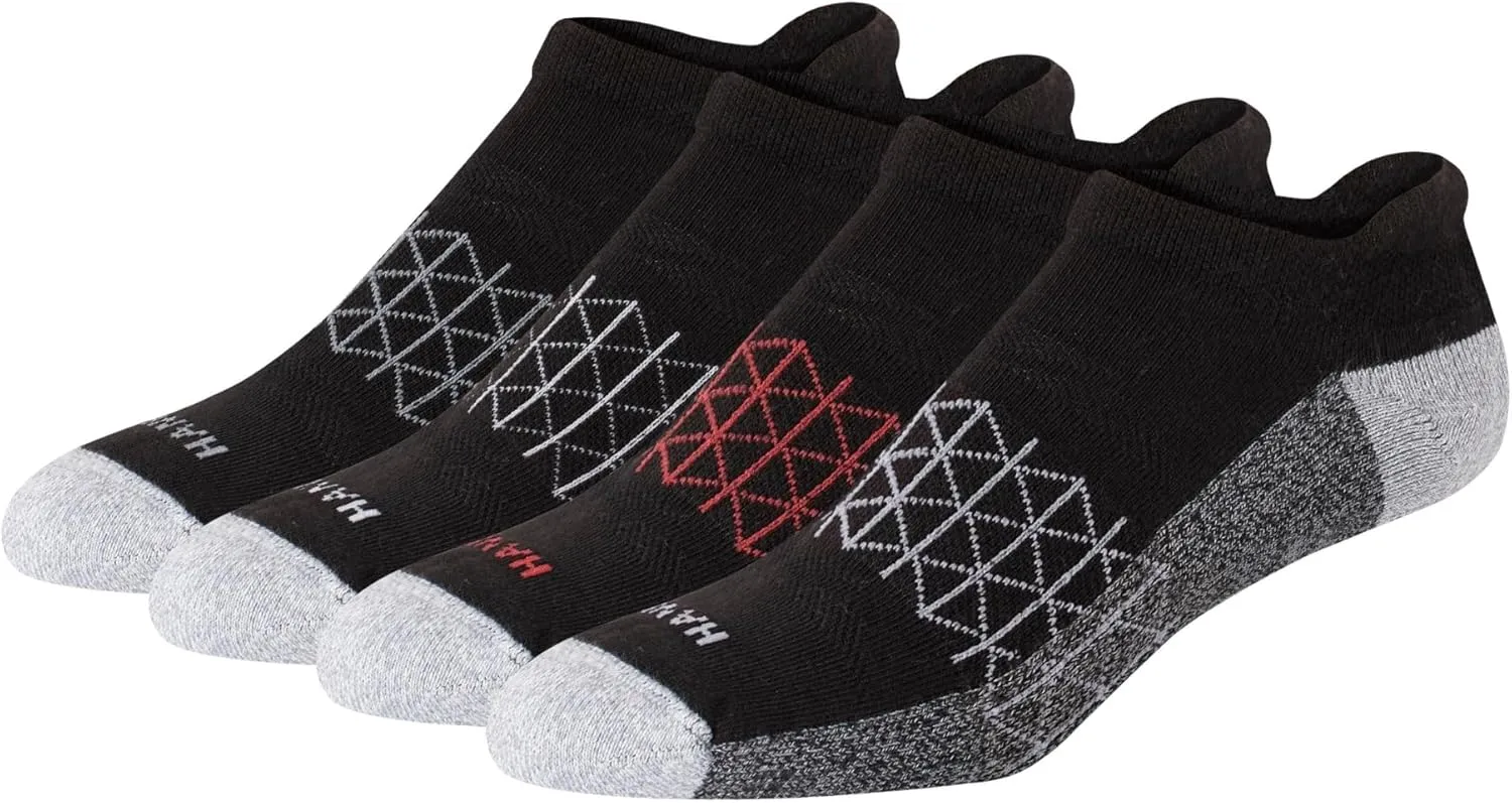 Hanes Men's Absolute Active Cushioned Heel Shield, Moisture Wicking Socks, Seamless Toe, 4-Pack