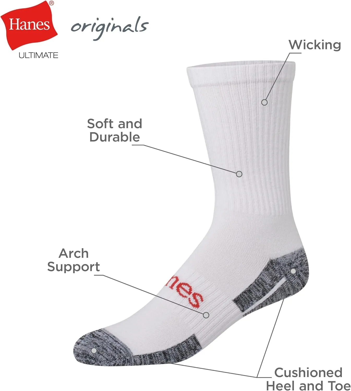 Hanes Men's Hanes Men's Socks, Ultimate Originals Crew, Ankle and No Show Socks