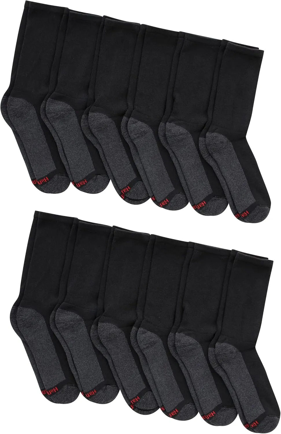 Hanes Men's Max Cushioned Crew Socks, Moisture-Wicking with Odor Control, Multipack