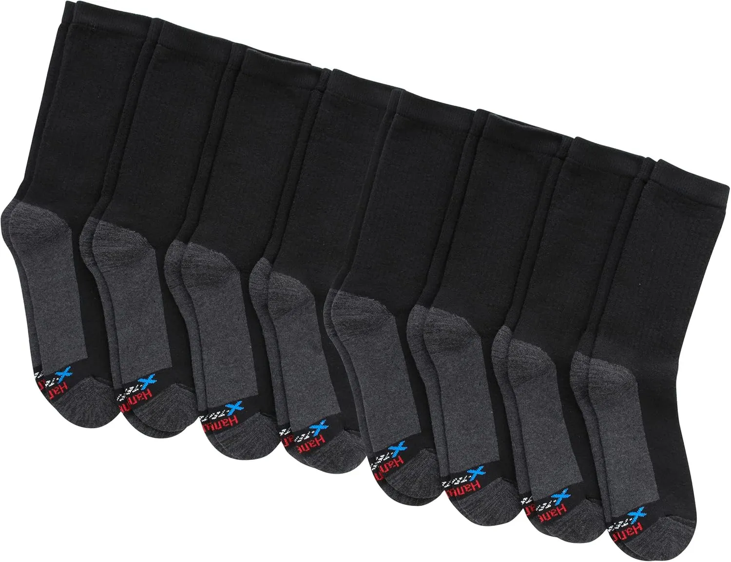 Hanes Men's Max Cushioned Crew Socks, Moisture-Wicking with Odor Control, Multipack