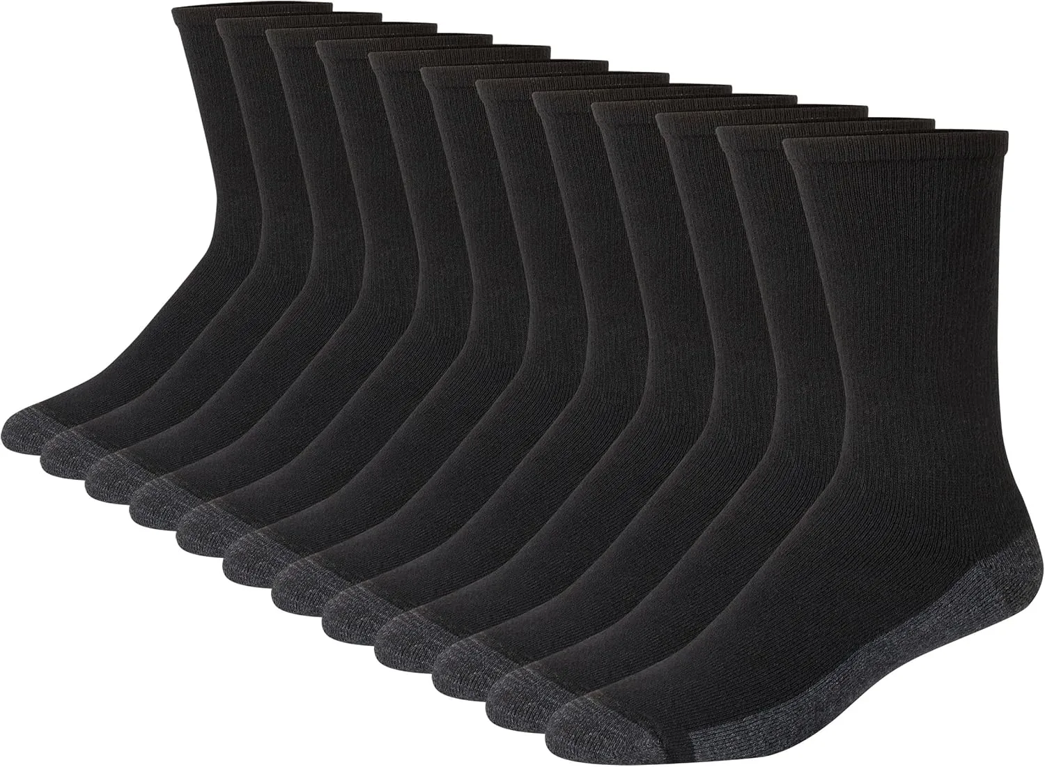 Hanes Men's Max Cushioned Crew Socks, Moisture-Wicking with Odor Control, Multipack