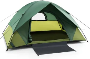 HAPPYGRILL 2-Person Camping Tent with Removable Rain Fly, Outdoor Tent with Double-Layer Door, 2 Mesh Windows, Carrying Bag, Portable Tent for Camping, Hiking, Traveling